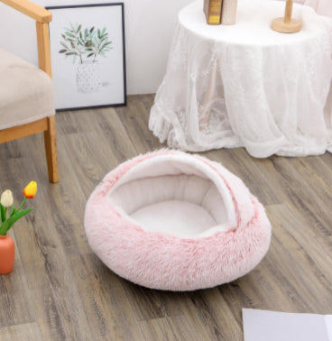 Discover the Comfort of the Plush Round Pet Bed House