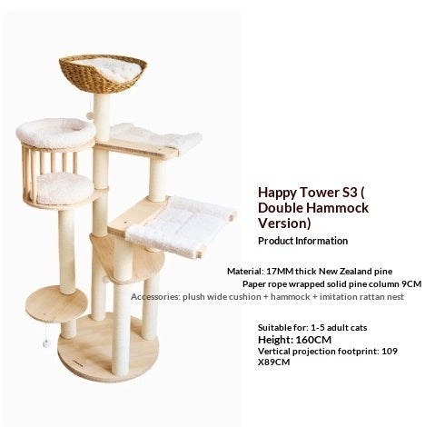 Transform Your Cat's Life with Our Solid Wood Pet Climbing Tree