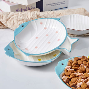 Upgrade Your Pet's Dining Experience with Our Fish Shaped Ceramic Pet Feeding Bowl Plate